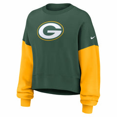 Green Bay Packers Women's Oversized Color-Block Pullover Sweatshirt - Green - Nike
