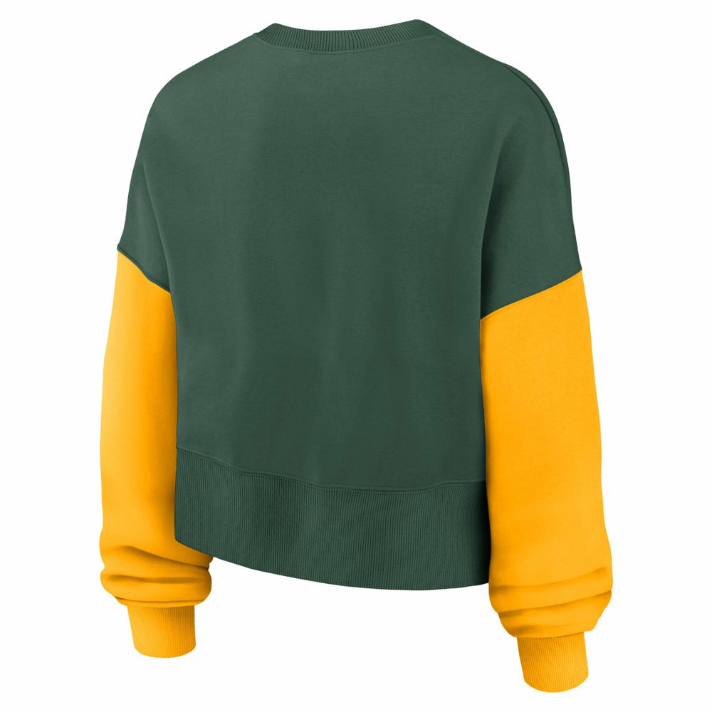 Green Bay Packers Women's Oversized Color-Block Pullover Sweatshirt - Green - Nike