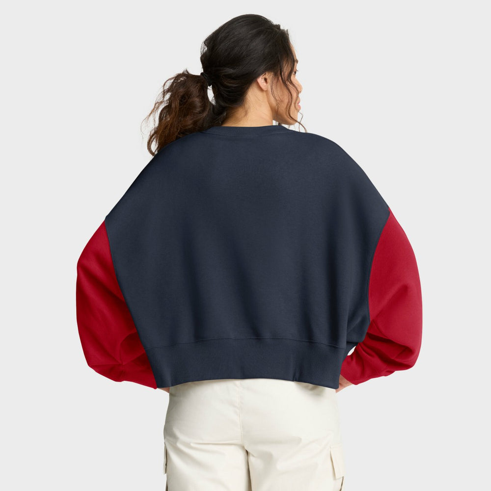 Houston Texans Women's Oversized Color-Block Pullover Sweatshirt - Navy - Nike