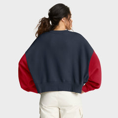 Houston Texans Women's Oversized Color-Block Pullover Sweatshirt - Navy - Nike