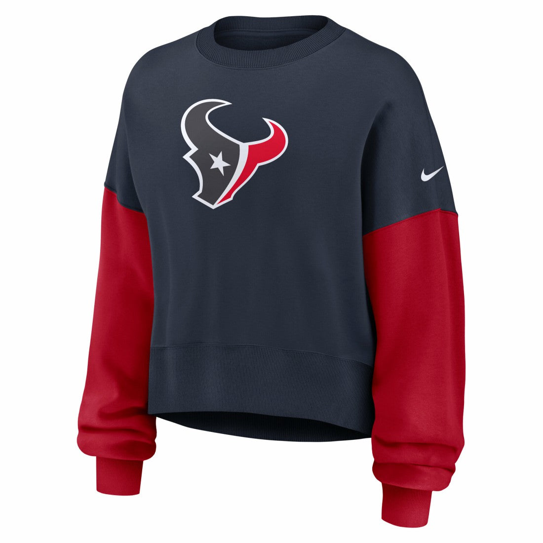 Houston Texans Women's Oversized Color-Block Pullover Sweatshirt - Navy - Nike