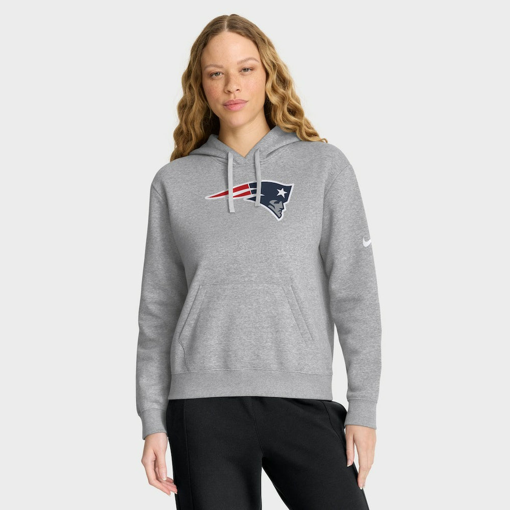 New England Patriots Women's Club Fleece Hoodie - Heather Gray - Nike