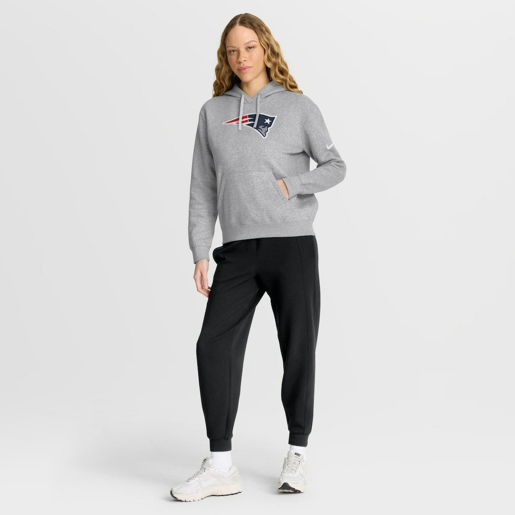 New England Patriots Women's Club Fleece Hoodie - Heather Gray - Nike
