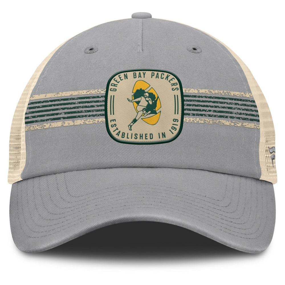 Green Bay Packers Heritage Bootleg Trucker Adjustable Hat - Gray - Fanatics
