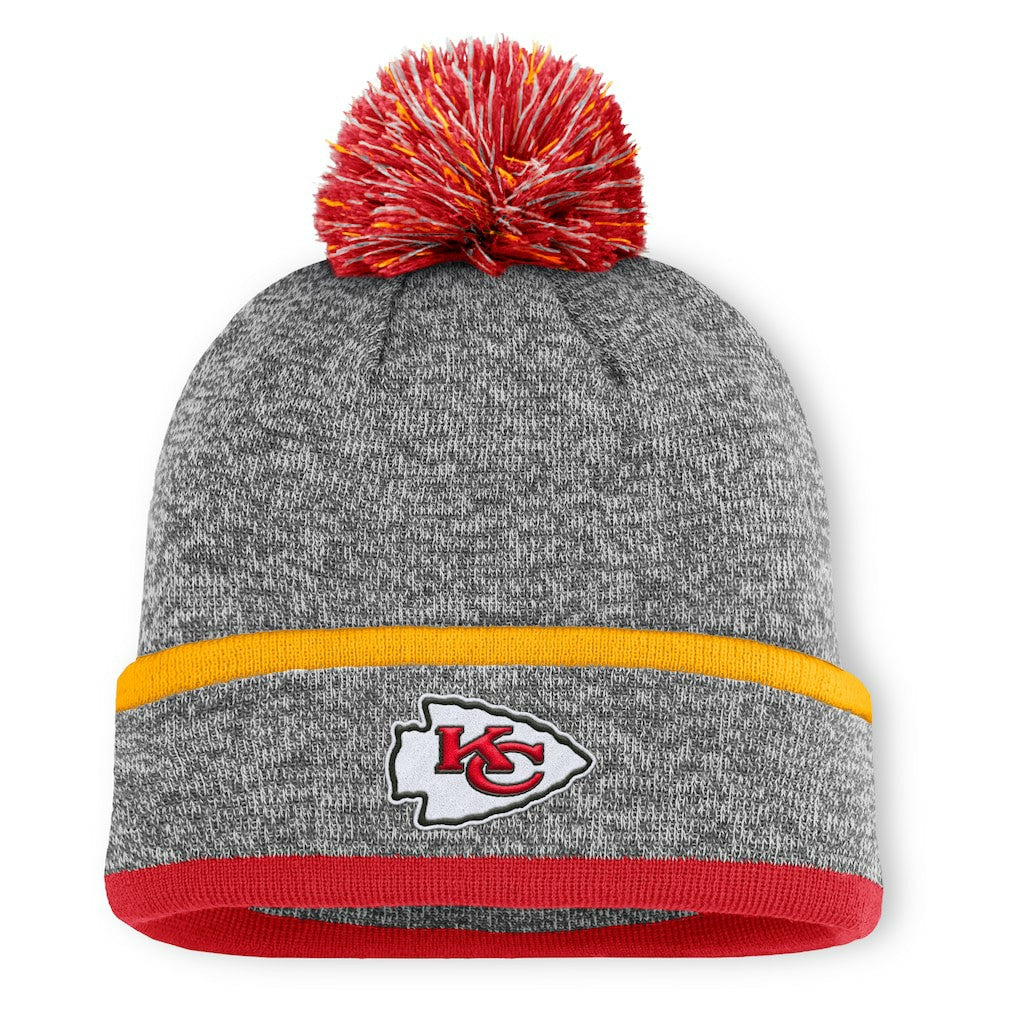Kansas City Chiefs Motion Cuffed Knit Hat with Pom - Heather Gray - Fanatics