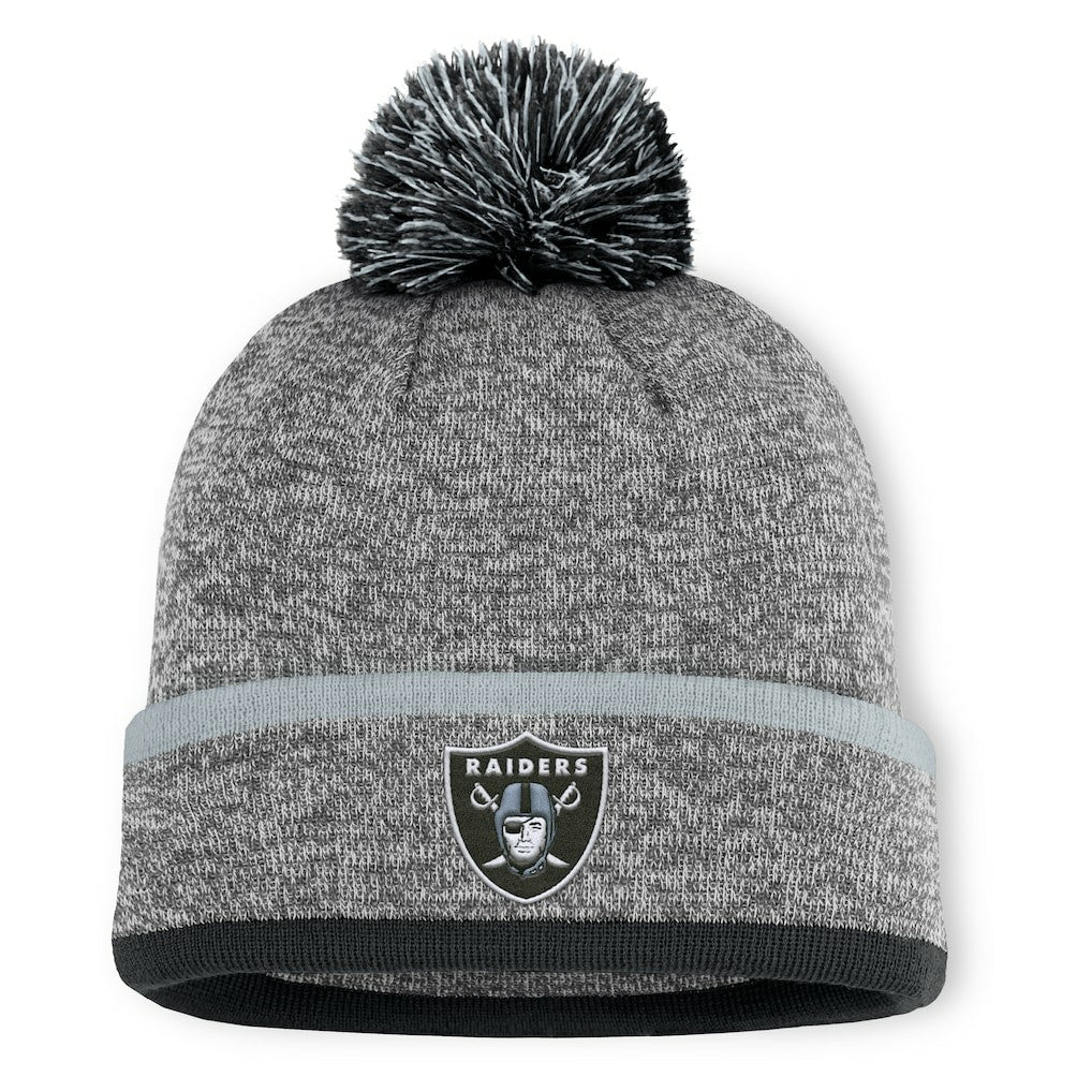 Las Vegas Raiders Motion Cuffed Knit Hat with Pom - Heather Gray - Fanatics
