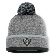 Las Vegas Raiders Motion Cuffed Knit Hat with Pom - Heather Gray - Fanatics