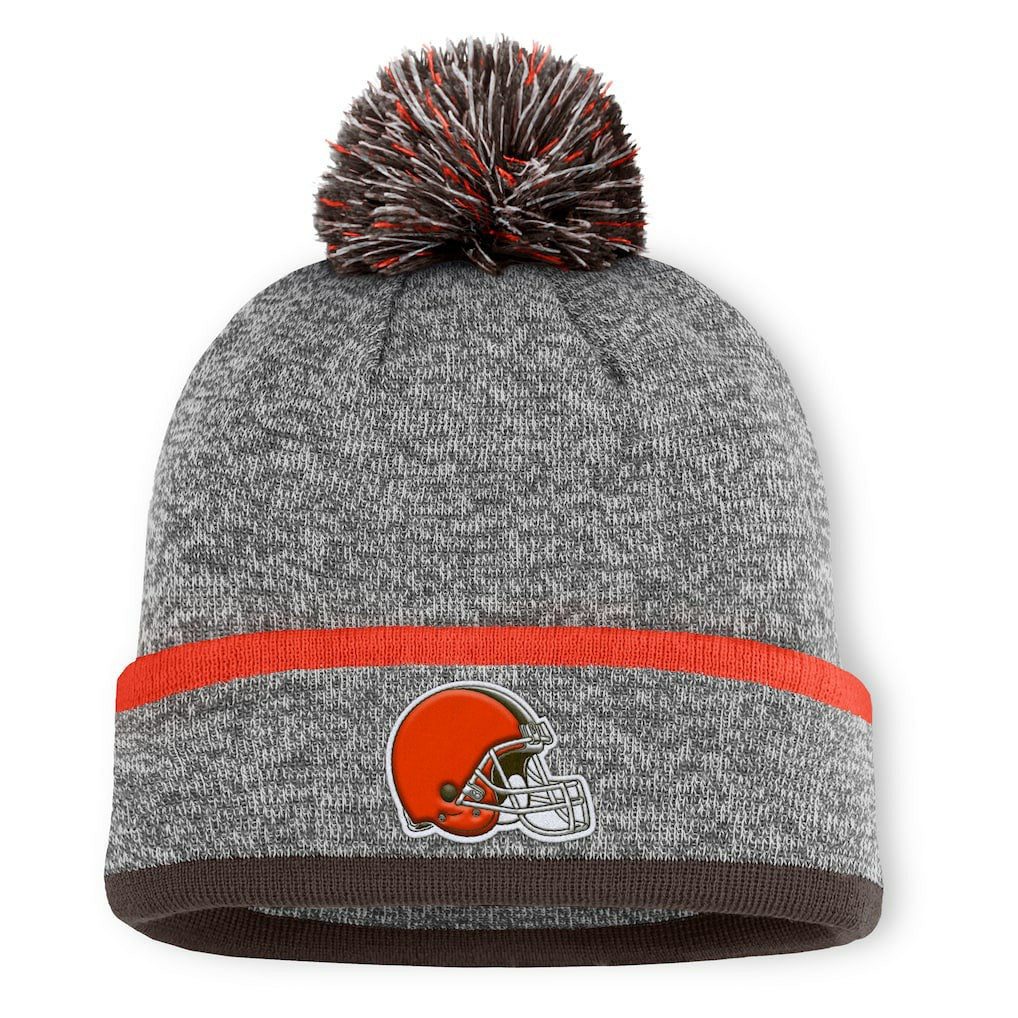 Cleveland Browns Motion Cuffed Knit Hat with Pom - Heather Gray - Fanatics