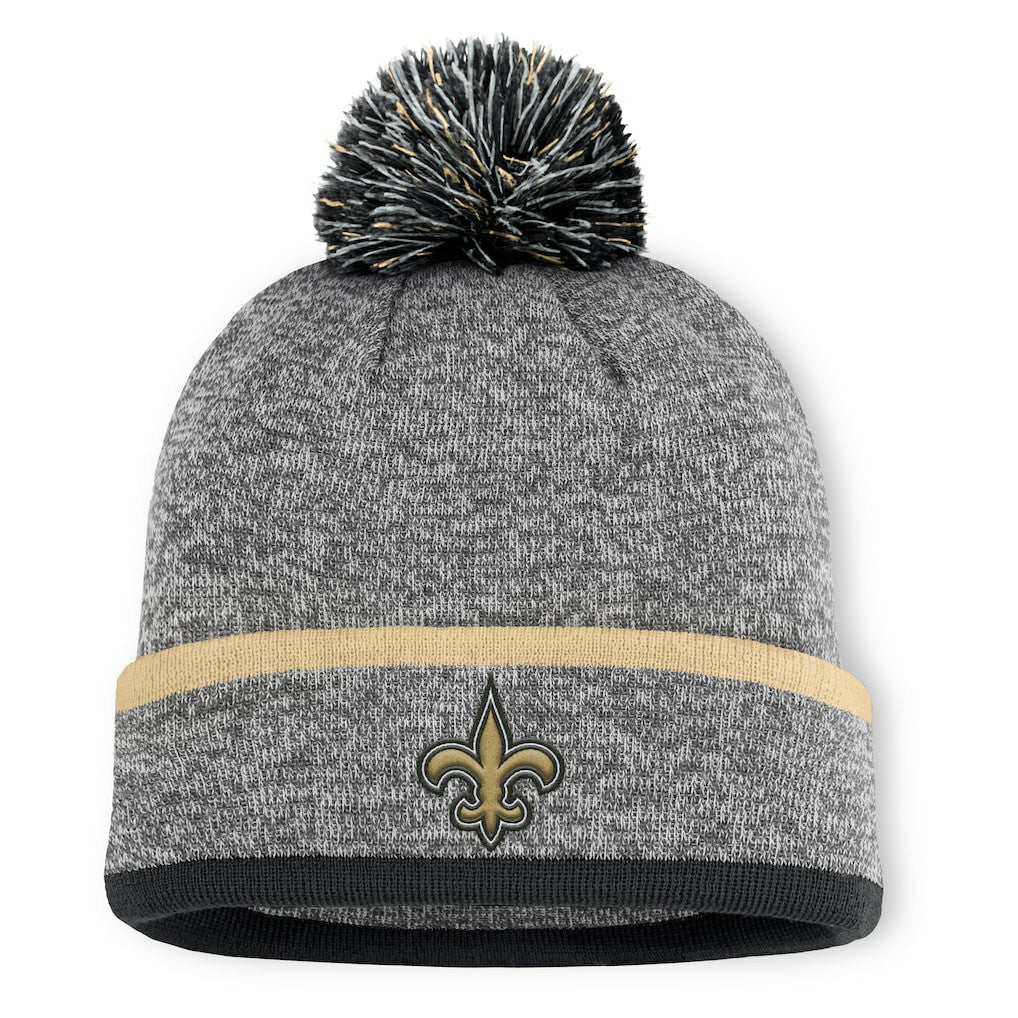 New Orleans Saints Motion Cuffed Knit Hat with Pom - Heather Gray - Fanatics