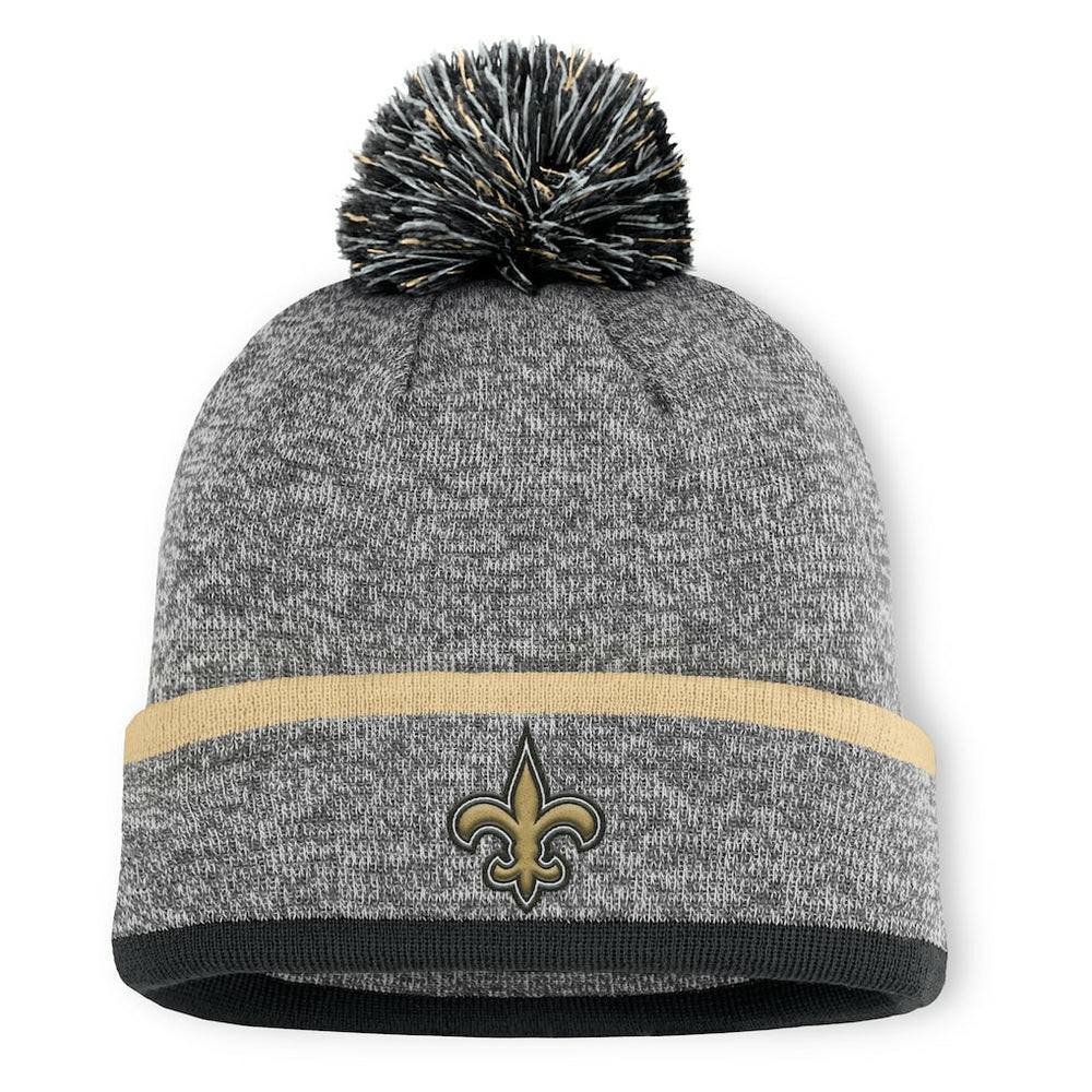 New Orleans Saints Motion Cuffed Knit Hat with Pom - Heather Gray - Fanatics