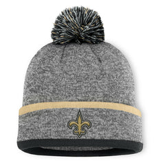 New Orleans Saints Motion Cuffed Knit Hat with Pom - Heather Gray - Fanatics