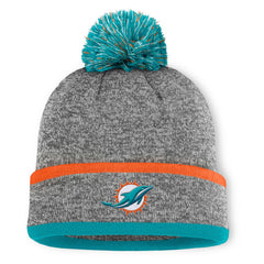 Miami Dolphins Motion Cuffed Knit Hat with Pom - Heather Gray - Fanatics