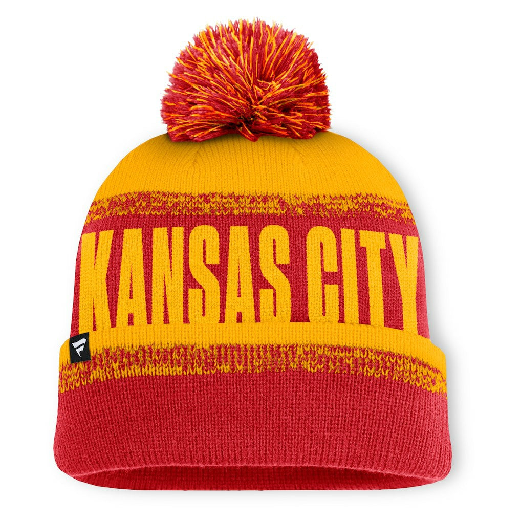 Kansas City Chiefs Play Action Cuffed Knit Hat with Pom - Red/Gold - Fanatics