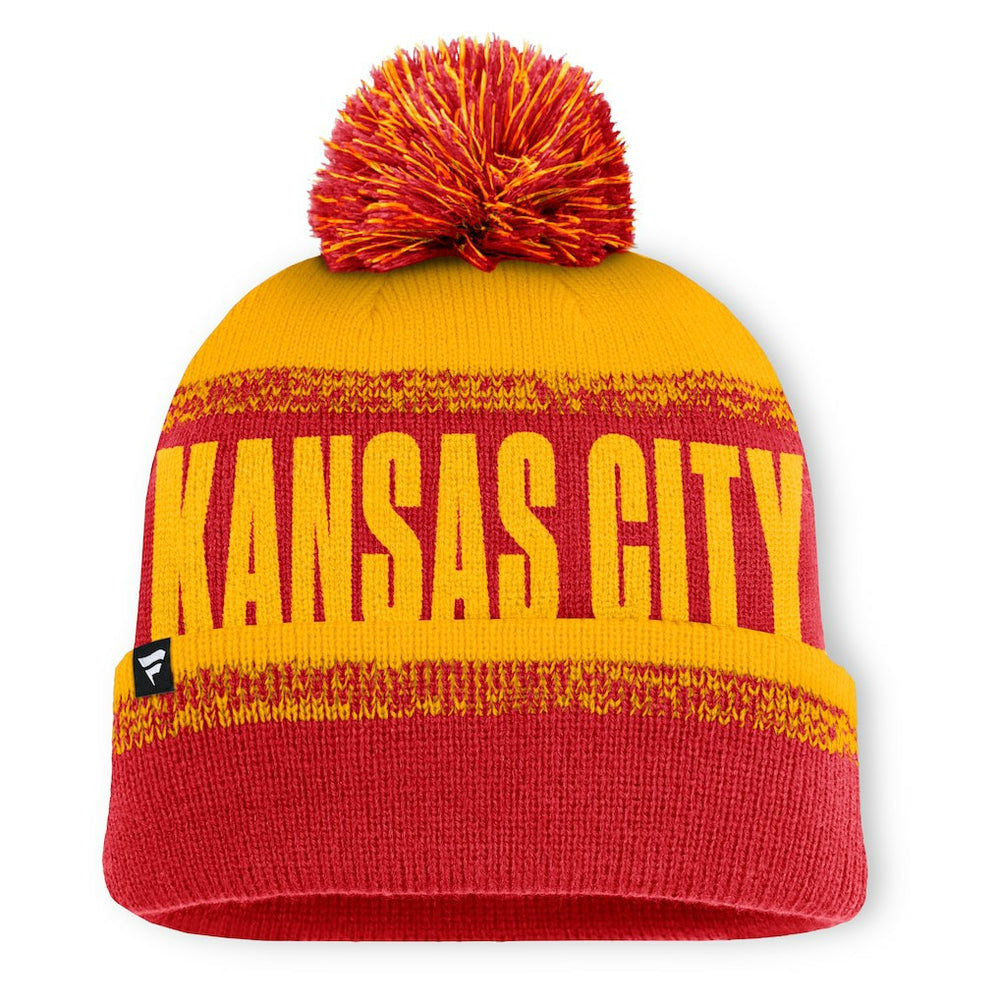 Kansas City Chiefs Play Action Cuffed Knit Hat with Pom - Red/Gold - Fanatics