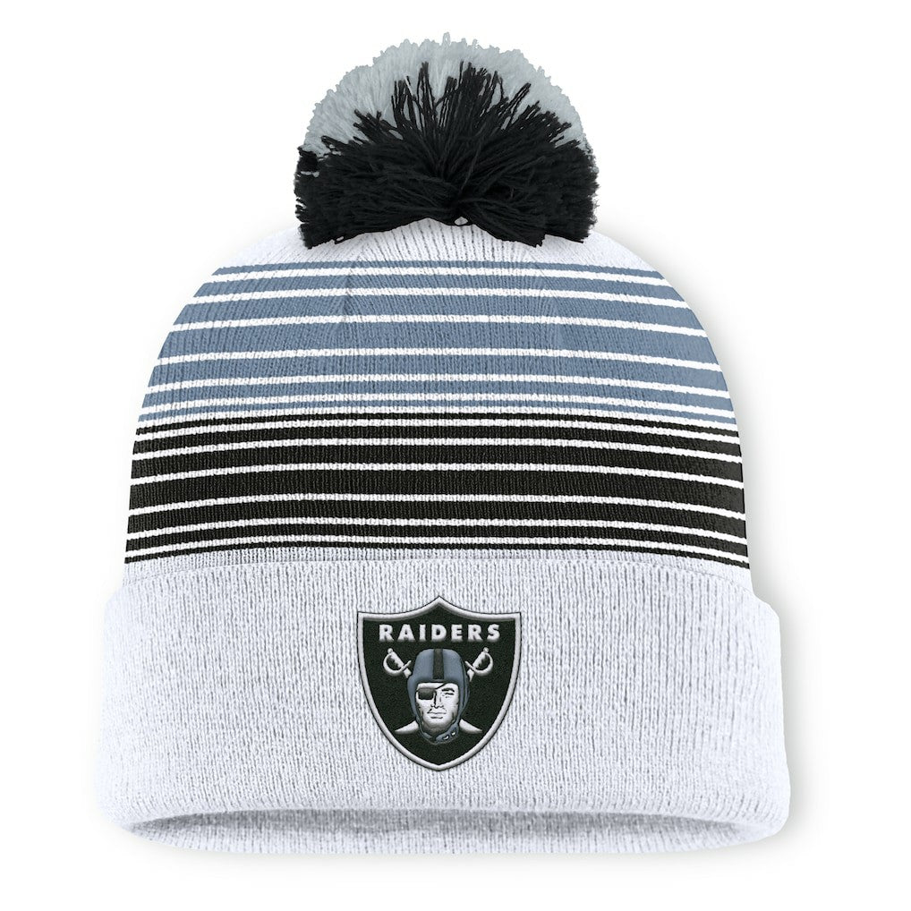 Las Vegas Raiders Ghost Cuffed Knit Hat with Pom - White - Fanatics