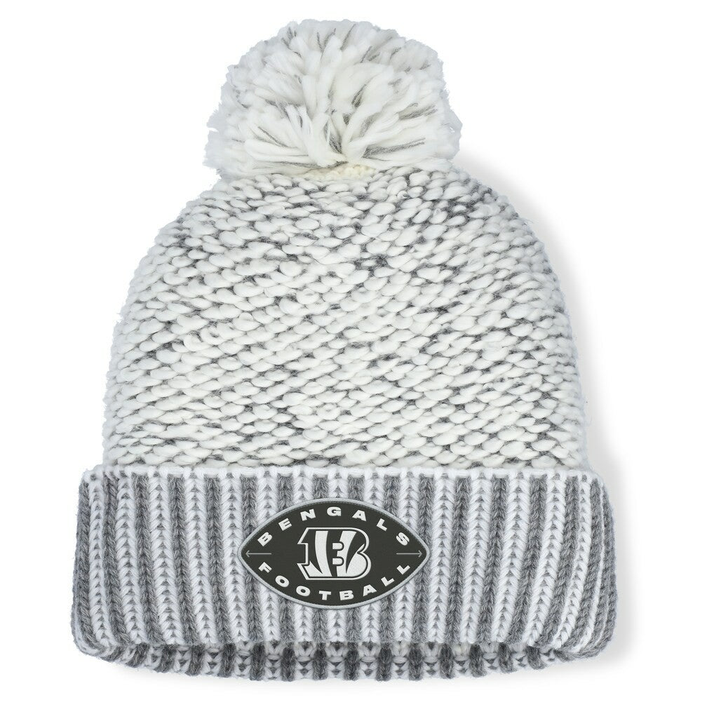 Cincinnati Bengals Women's Pro Set Cuffed Knit Hat with Pom - Heather Gray - Fanatics