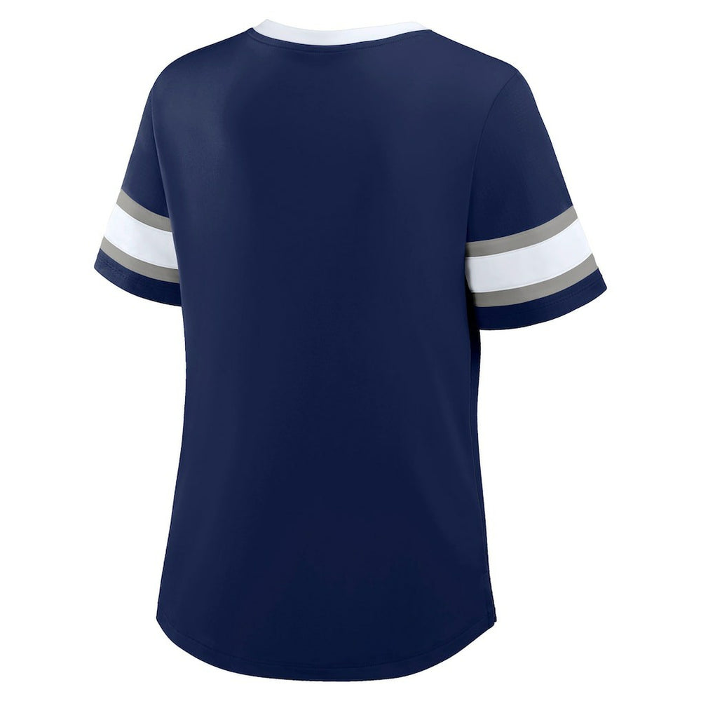 Dallas Cowboys Women's Redzone Draw Play Athena Lace-Up T-Shirt - Navy - Fanatics