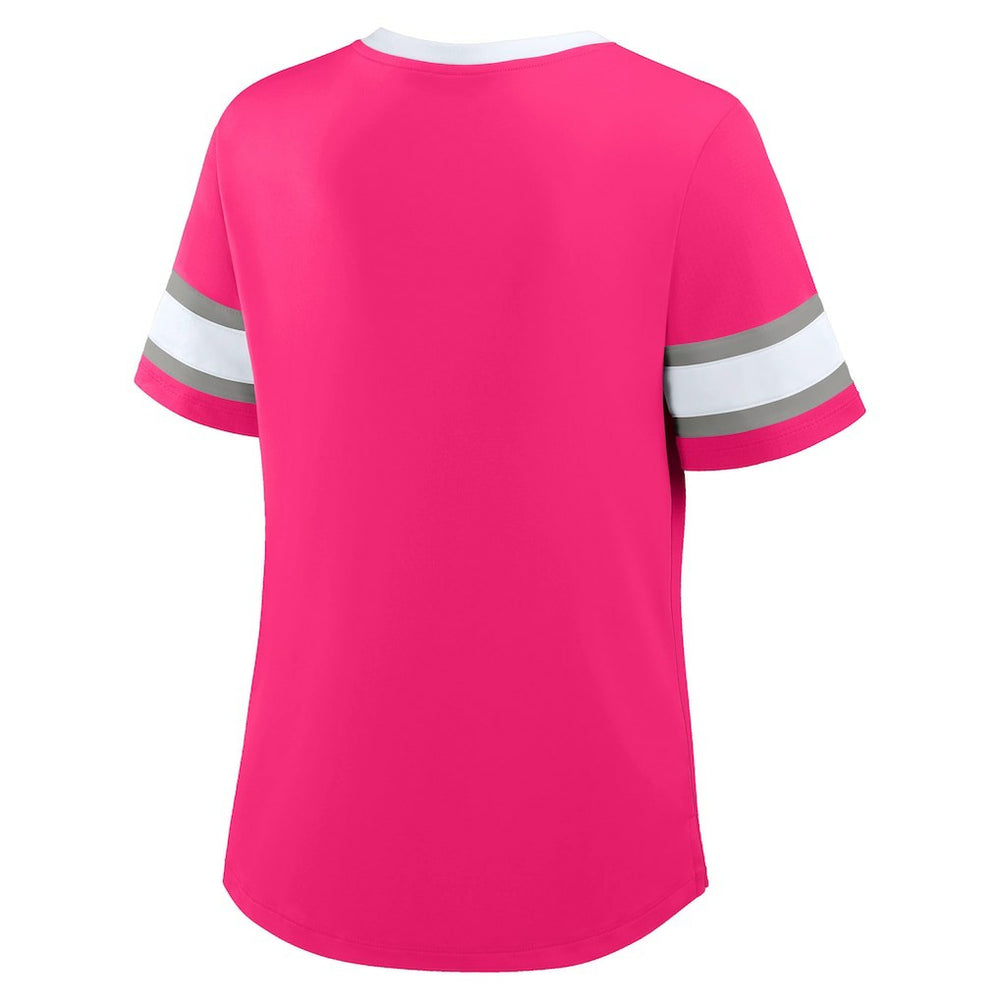 Dallas Cowboys Women's Redzone Draw Play Athena Lace-Up T-Shirt - Pink - Fanatics