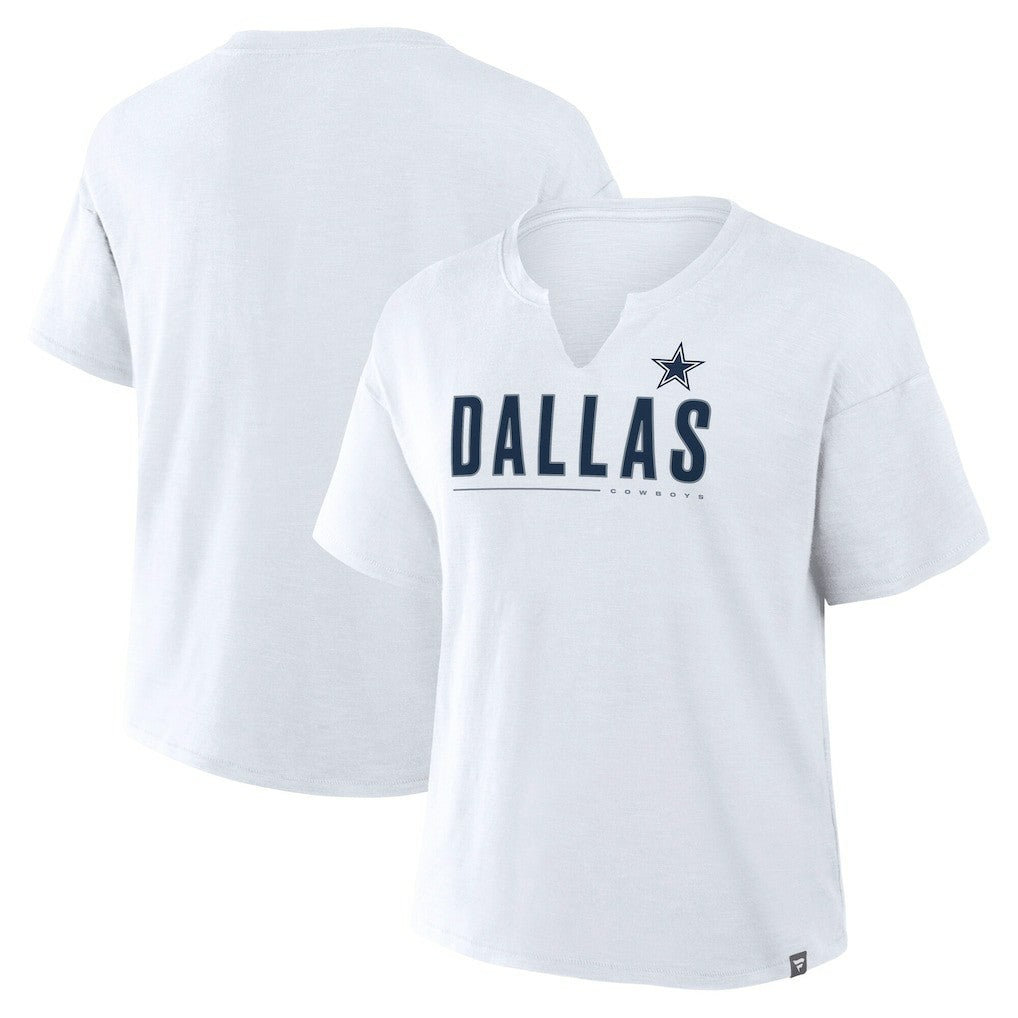 Dallas Cowboys Women's Redzone Slub Boxy T-Shirt - White - Fanatics