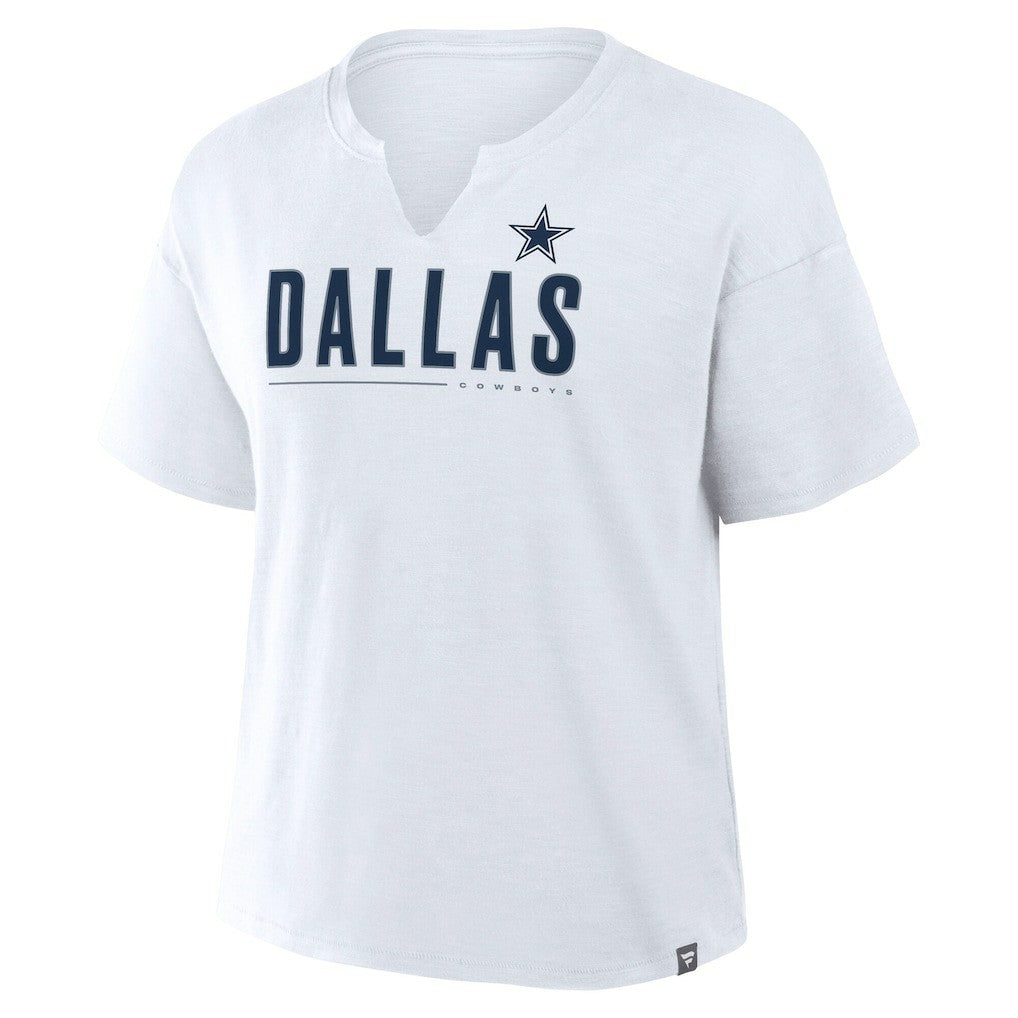Dallas Cowboys Women's Redzone Slub Boxy T-Shirt - White - Fanatics