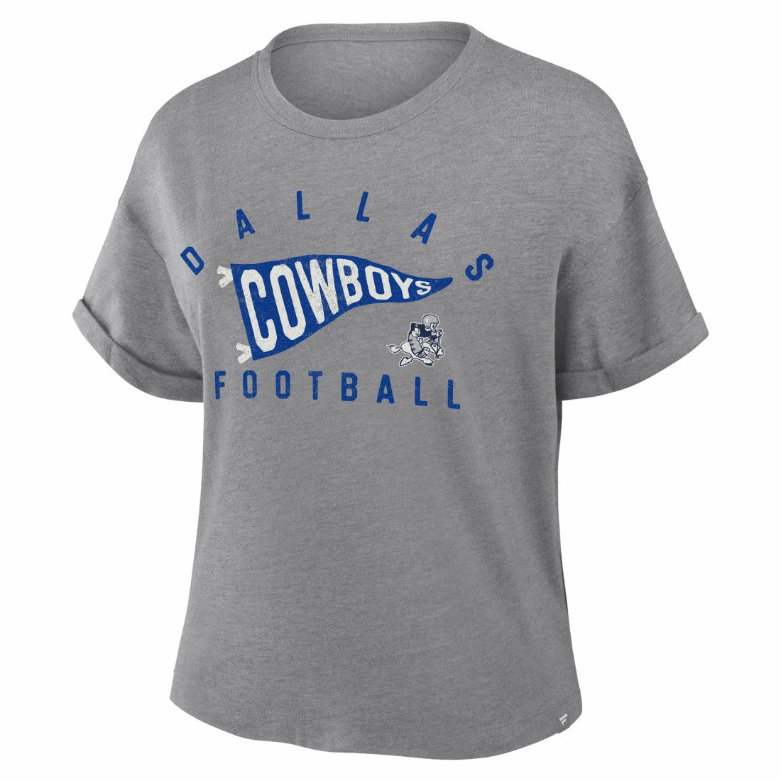 Dallas Cowboys Women's Pennant Wave Tribute Tri-Blend Boxy T-Shirt - Heather Gray - Fanatics