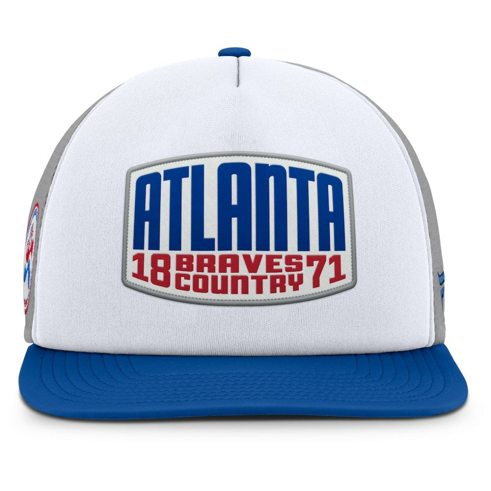 Atlanta Braves Fanatics Cranked Foam Front Patch Trucker Adjustable Hat Discount