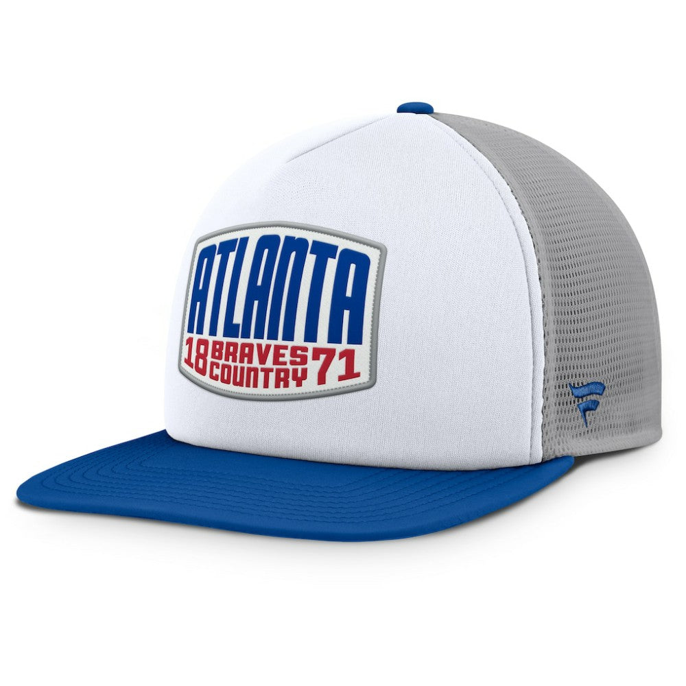 Atlanta Braves Fanatics Cranked Foam Front Patch Trucker Adjustable Hat Discount
