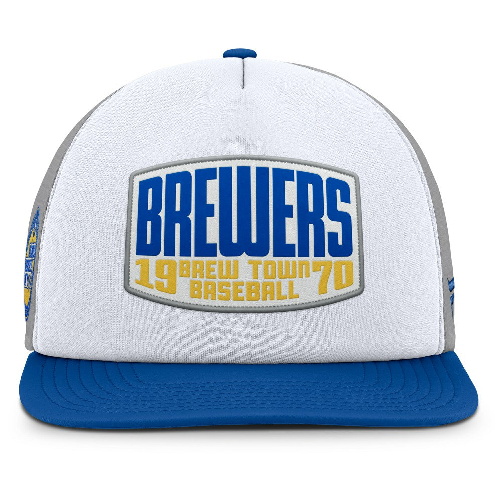 Milwaukee Brewers Fanatics Cranked Foam Front Patch Trucker Adjustable Hat Online