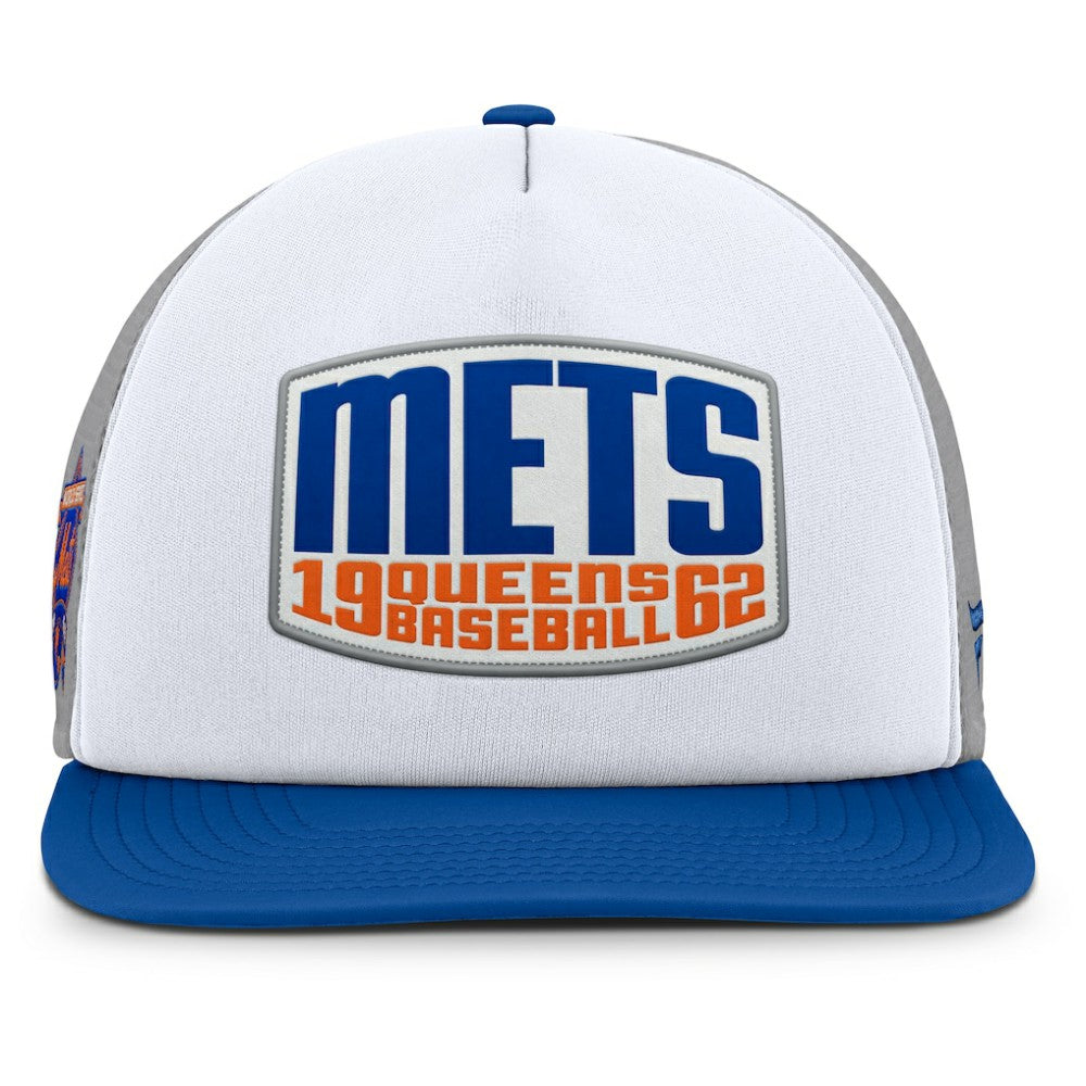 New York Mets Fanatics Cranked Foam Front Patch Trucker Adjustable Hat Sale