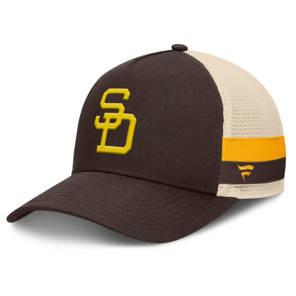 San Diego Padres Fanatics Inherited Side Stripe Trucker Adjustable Hat Discount