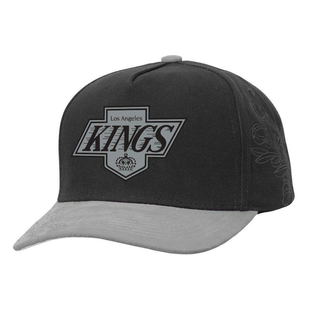 Los Angeles Kings Mitchell & Ness May Flowers Pro Crown Adjustable Hat - Black/Silver | NHL near me
