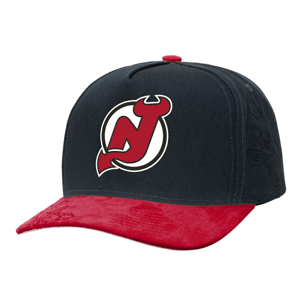 New Jersey Devils Mitchell & Ness May Flowers Pro Crown Adjustable Hat - Black/Red | NHL Clearance