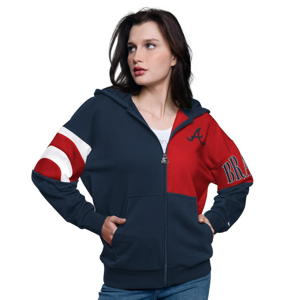 Atlanta Braves Starter Women's Curve Ball Full Zip Hoodie Sweatshirt for sale