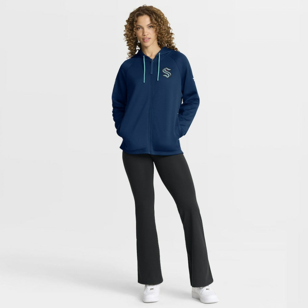 Seattle Kraken Fanatics Women's Authentic Pro Rink Raglan Full-Zip Hoodie - Deep Sea Blue | Fanatics sale