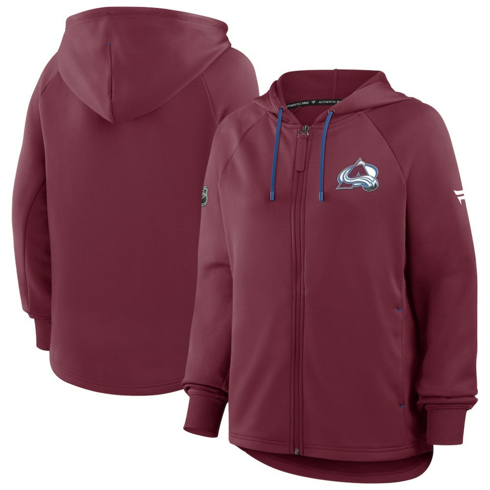Colorado Avalanche Fanatics Women's Authentic Pro Rink Raglan Full-Zip Hoodie - Burgundy | Fanatics online