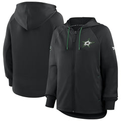 Dallas Stars Fanatics Women's Authentic Pro Rink Raglan Full-Zip Hoodie - Black | Fanatics Clearance