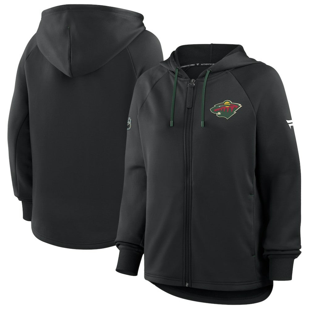 Minnesota Wild Fanatics Women's Authentic Pro Rink Raglan Full-Zip Hoodie - Black | Fanatics discount