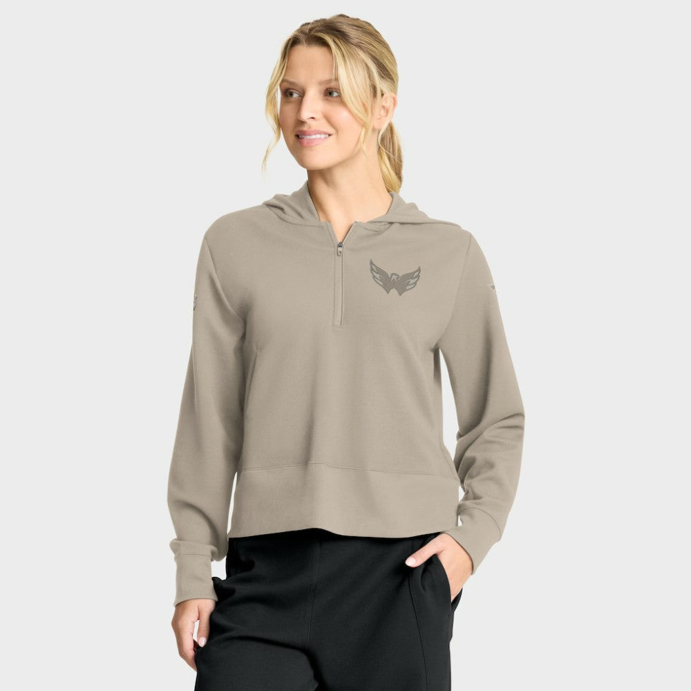 Washington Capitals Fanatics Women's Authentic Pro Road Tri-Blend Quarter-Zip Hoodie - Tan | Fanatics sale
