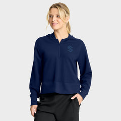 Seattle Kraken Fanatics Women's Authentic Pro Road Tri-Blend Quarter-Zip Hoodie - Deep Sea Blue | Fanatics discount