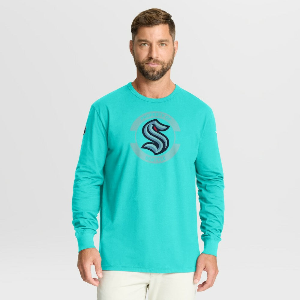 Seattle Kraken Fanatics Authentic Pro Property Of Practice Long Sleeve T-Shirt - Light Blue | Fanatics Lifestyle