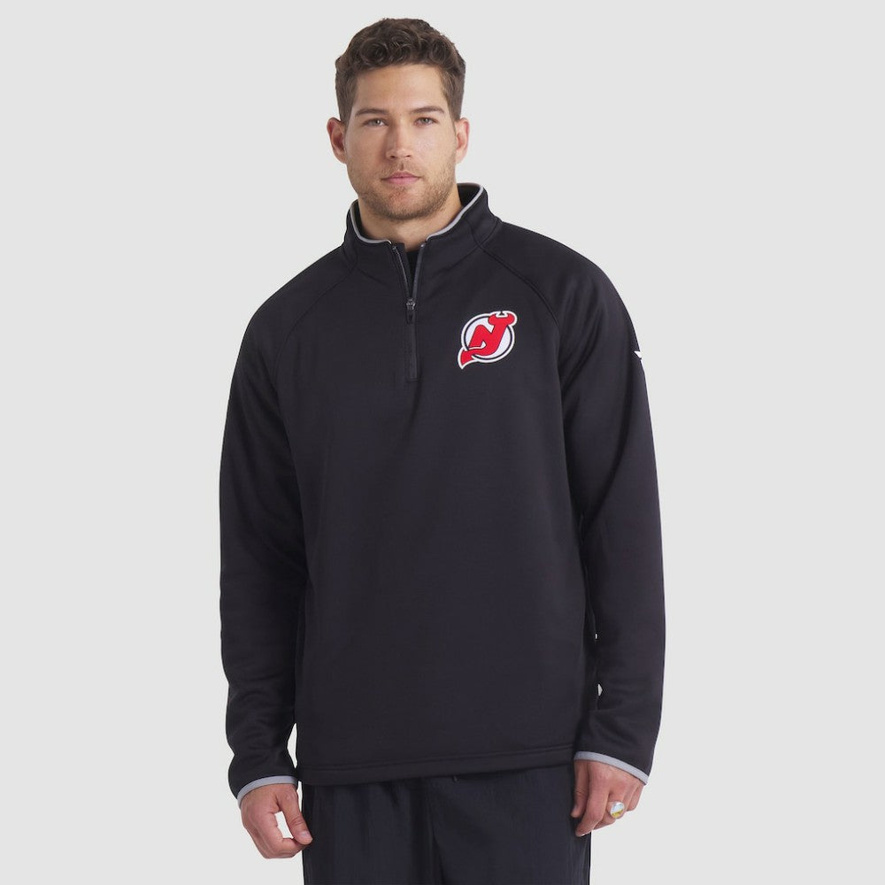 New Jersey Devils Fanatics Authentic Pro Rink Raglan Quarter-Zip Pullover - Black | Fanatics Lifestyle