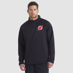 New Jersey Devils Fanatics Authentic Pro Rink Raglan Quarter-Zip Pullover - Black | Fanatics Lifestyle