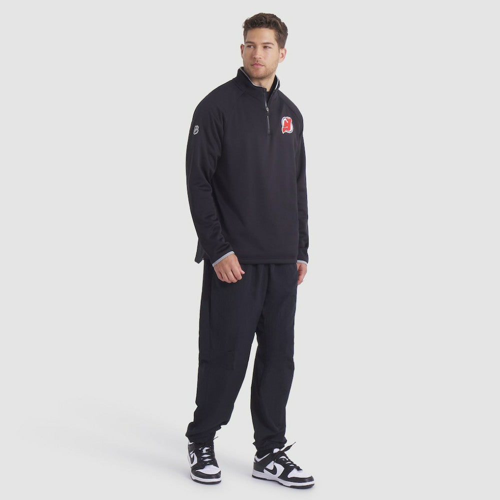 New Jersey Devils Fanatics Authentic Pro Rink Raglan Quarter-Zip Pullover - Black | Fanatics Lifestyle