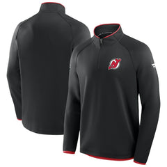 New Jersey Devils Fanatics Authentic Pro Rink Raglan Quarter-Zip Pullover - Black | Fanatics Lifestyle
