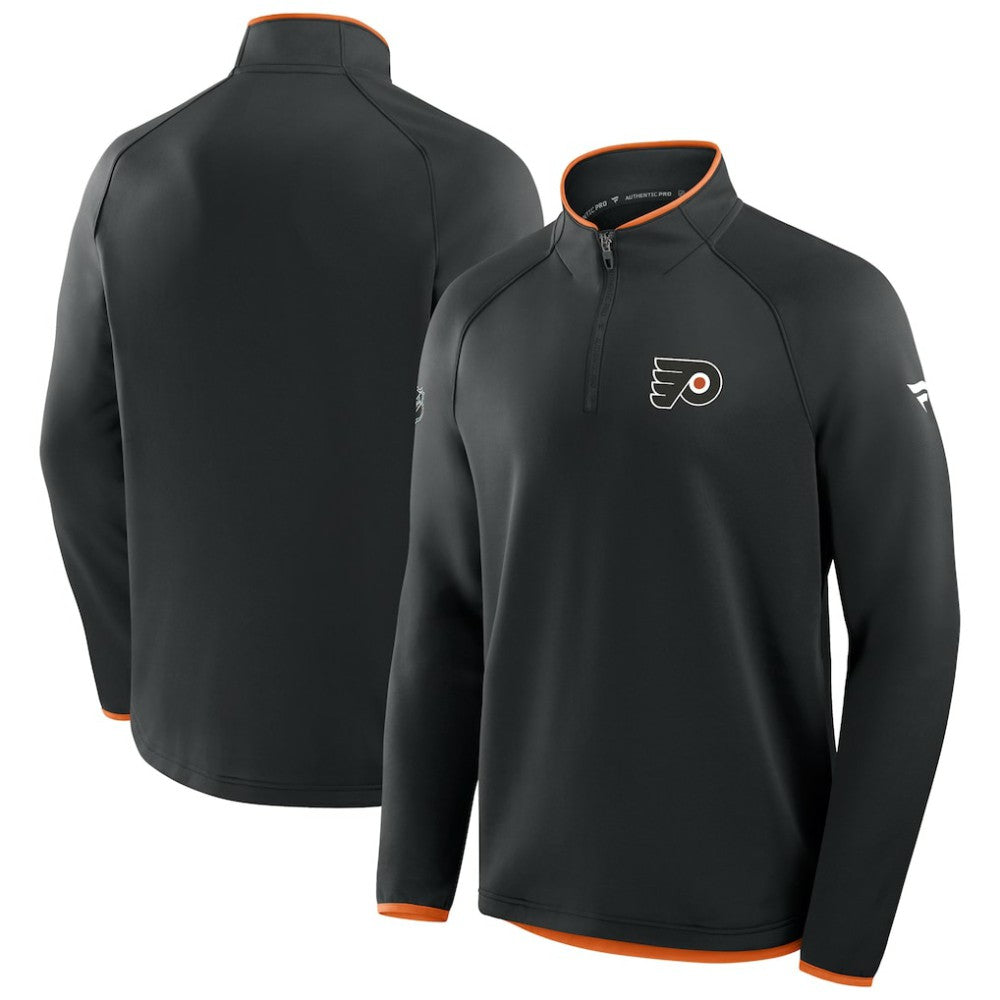 Philadelphia Flyers Fanatics Authentic Pro Rink Raglan Quarter-Zip Pullover - Black | Fanatics sale