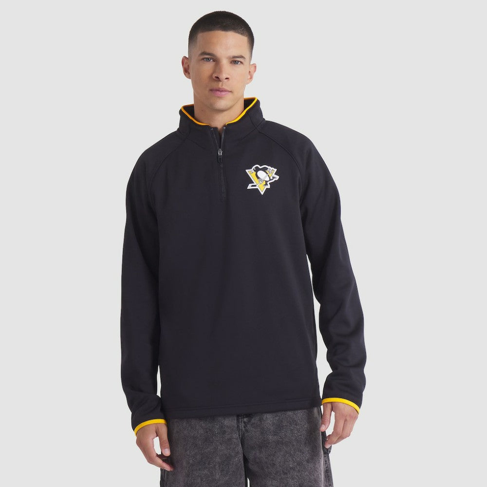 Pittsburgh Penguins Fanatics Authentic Pro Rink Raglan Quarter-Zip Pullover - Black | Fanatics sale