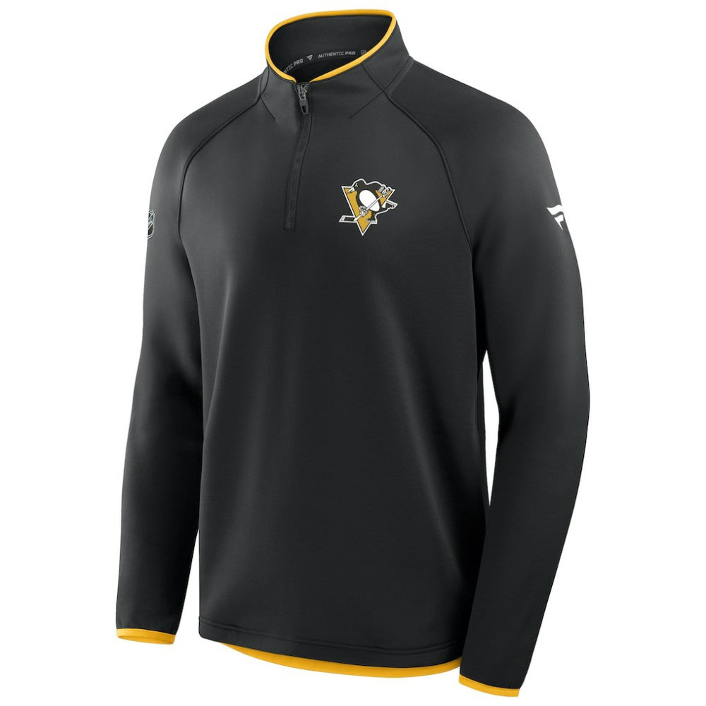 Pittsburgh Penguins Fanatics Authentic Pro Rink Raglan Quarter-Zip Pullover - Black | Fanatics sale