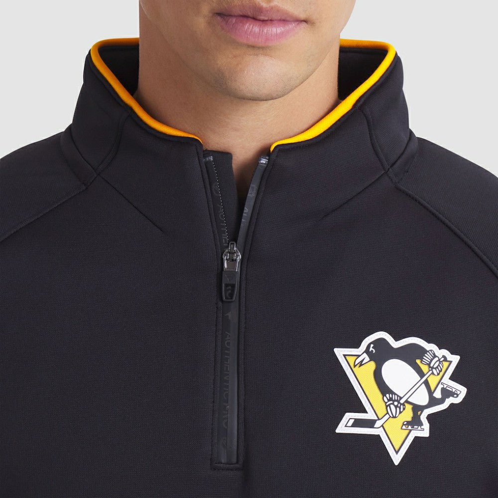 Pittsburgh Penguins Fanatics Authentic Pro Rink Raglan Quarter-Zip Pullover - Black | Fanatics sale