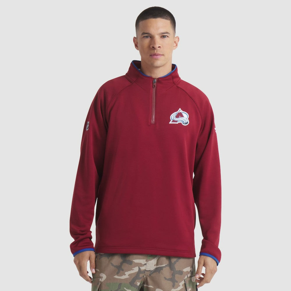 Colorado Avalanche Fanatics Authentic Pro Rink Raglan Quarter-Zip Pullover - Burgundy | Fanatics Lifestyle