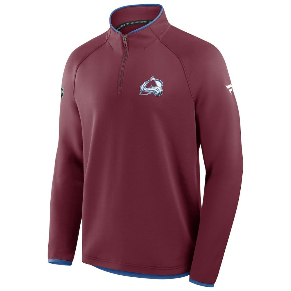 Colorado Avalanche Fanatics Authentic Pro Rink Raglan Quarter-Zip Pullover - Burgundy | Fanatics Lifestyle
